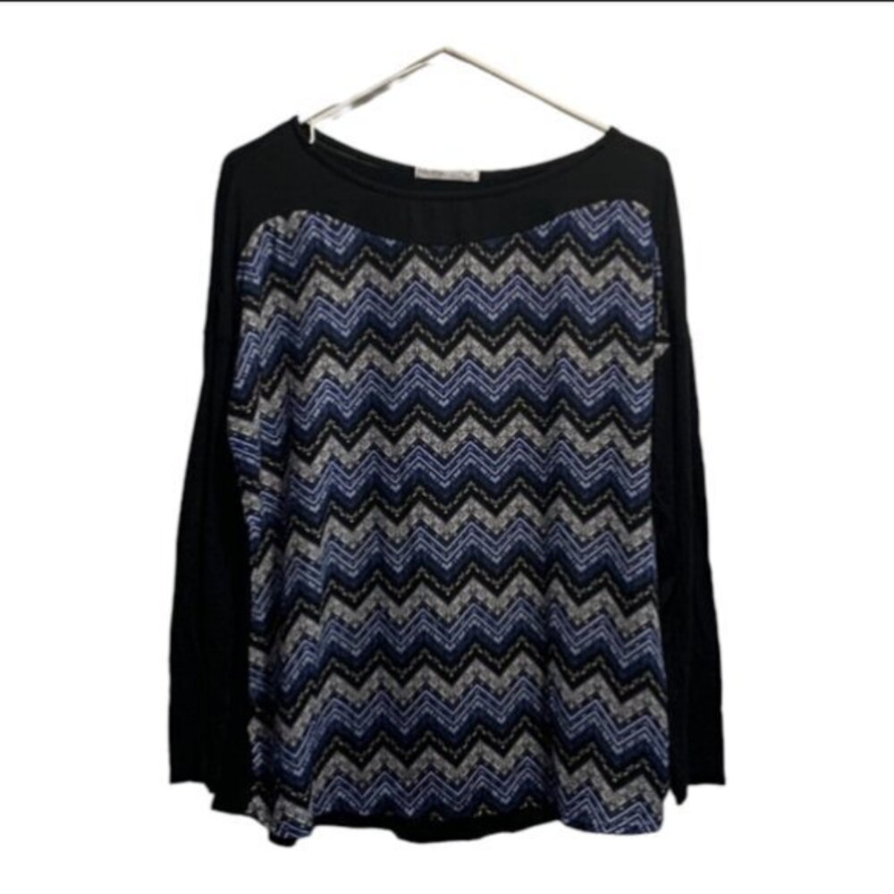 Femme By Tresics Women's Multicolor Chevron Pattern Blouse Size Med EUC #0096